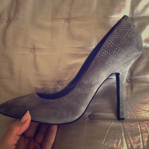 NWOT Grey Suede Studded Heels (10)
